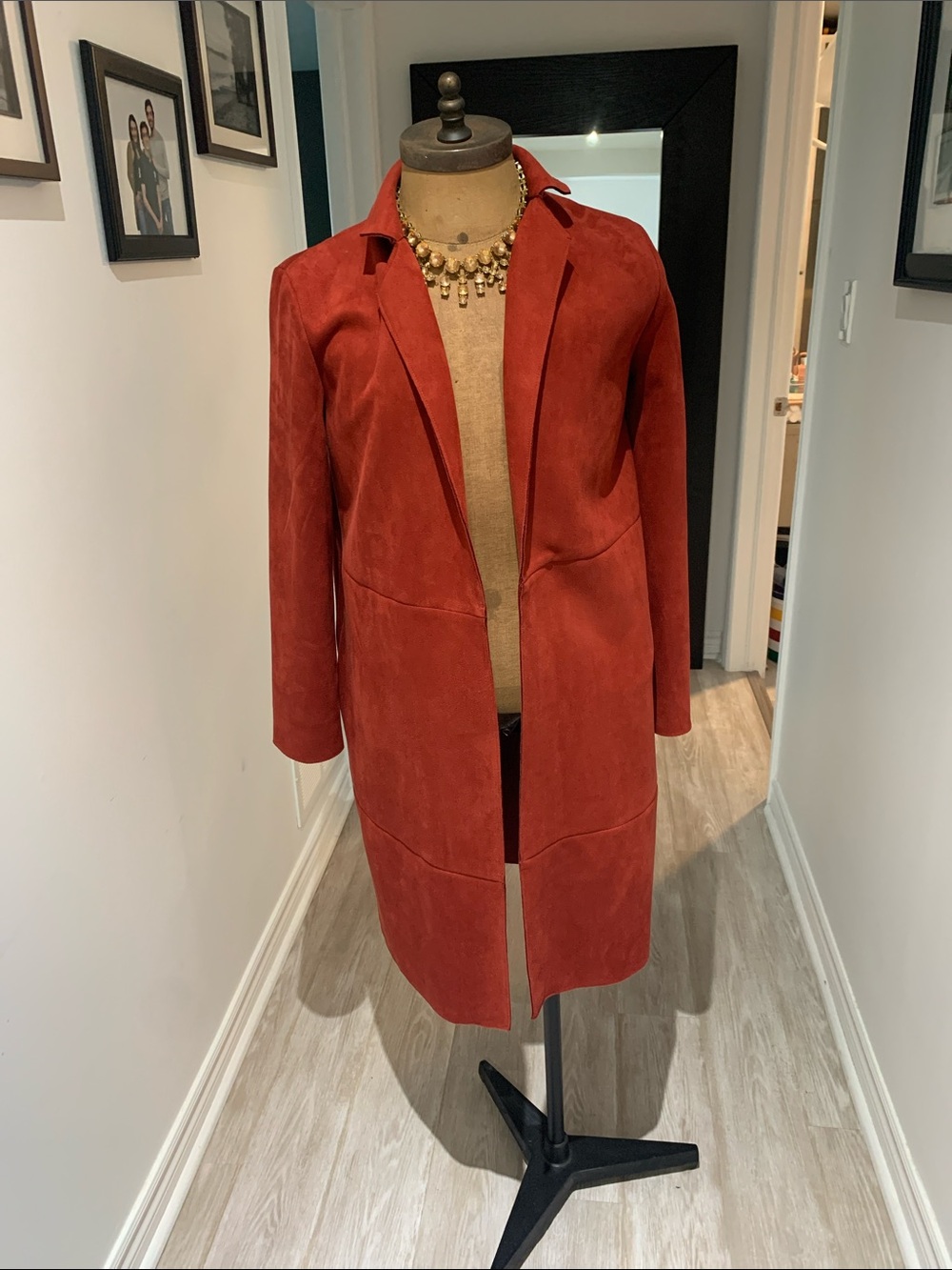 Zara Rust-Red Suede Trench Coat